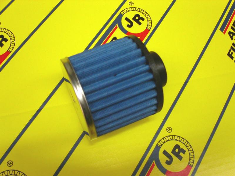 JR airfilter / univerzálny filter I vstupný priemer: 12 mm I rozmer: 75 mm I dĺžka: 65 mm I typ vstupu: CENTER I vrch filtra: Chróm I kat.číslo: EC-01201